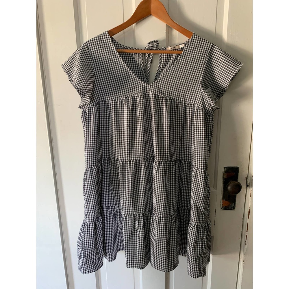 Women's Mi Ami - Black & White Checkered Tunic/Dress - Size M